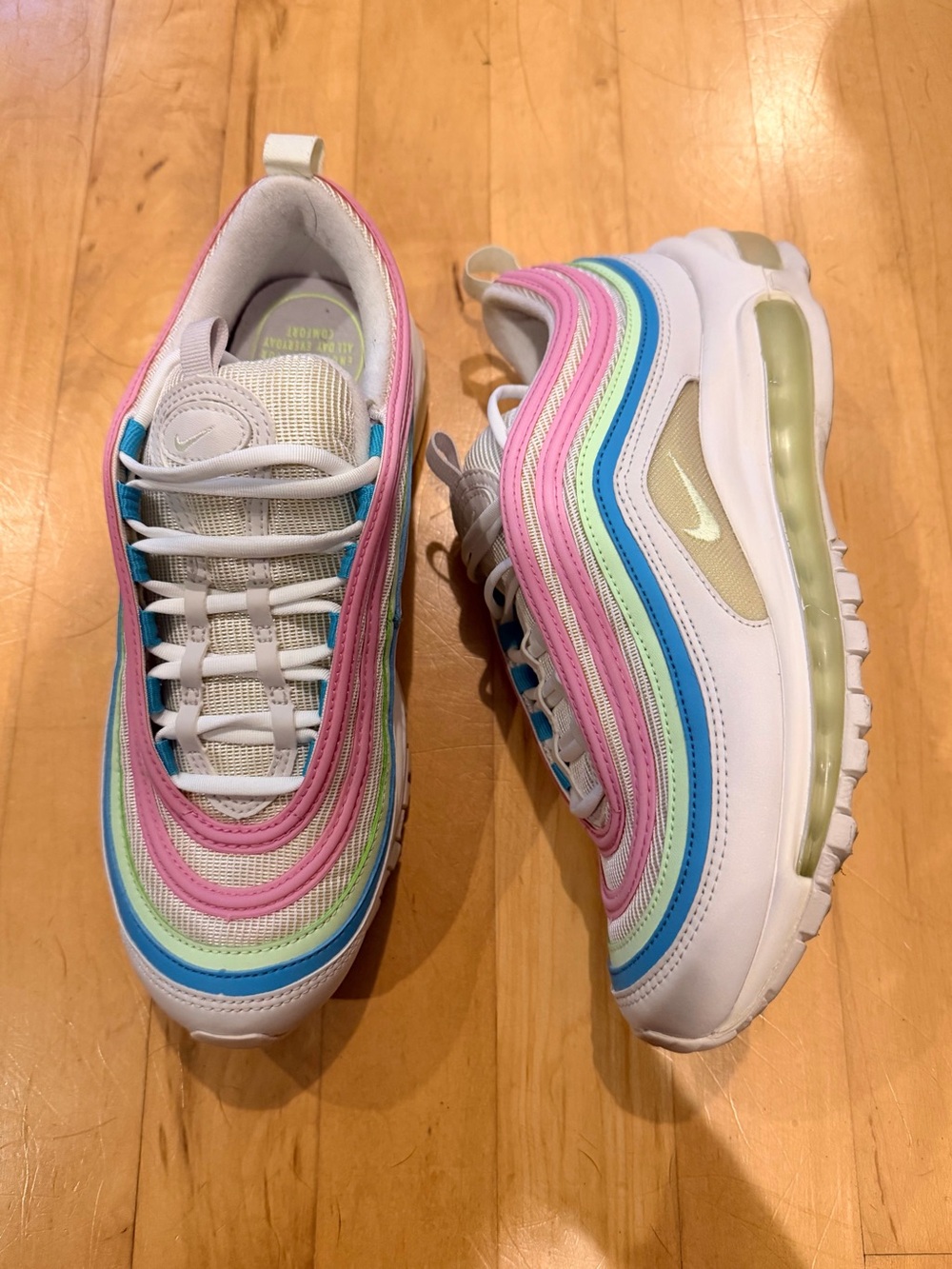 Nike Air Max 97 Pastel Multi-Color Wave Sneakers - White/Pink/Blue/Green/Cream